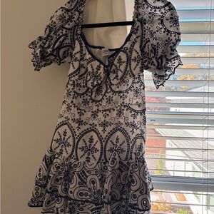 Charo Ruiz Chic Navy and White Floral Mini Dress